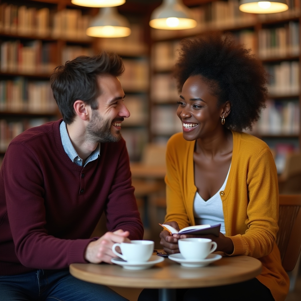 Discuție informală manager angajat la cafea